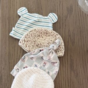 Baby Hat Set - Blue, Cream, Beige